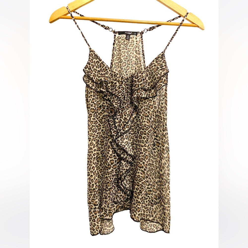 Papaya: Flowy Ruffles Animal Print Spaghetti Strap